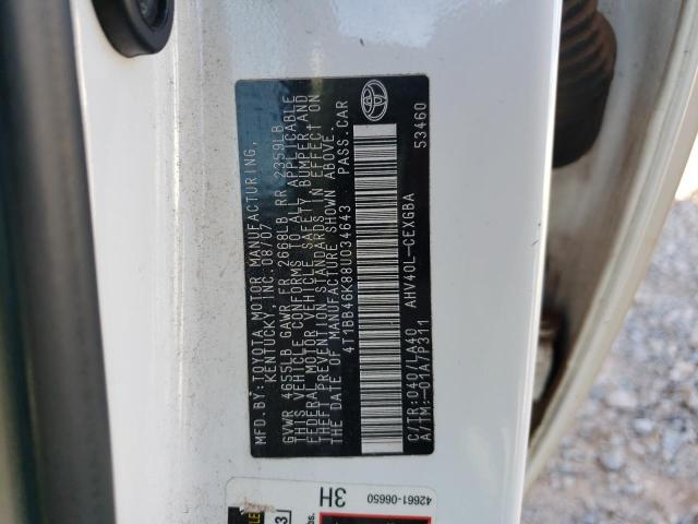 Photo 10 from auction – 2008 TOYOTA CAMRY HYBR with VIN 4T1BB46K88U034643