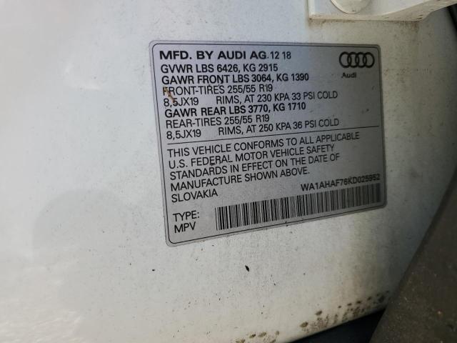 Photo 10 from auction – 2019 AUDI Q7 PREMIUM with VIN WA1AHAF76KD025952