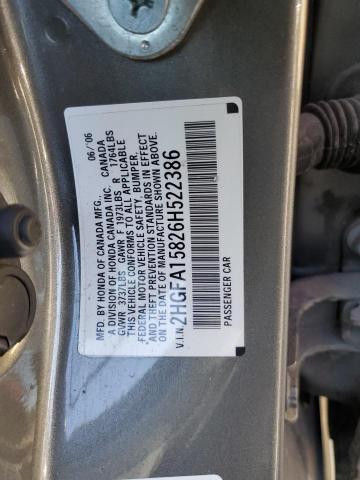 Photo 10 from auction – 2006 HONDA CIVIC EX with VIN 2HGFA15826H522386