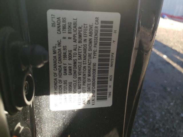 Photo 10 from auction – 2017 HONDA CIVIC LX with VIN 2HGFC4B04HH308190