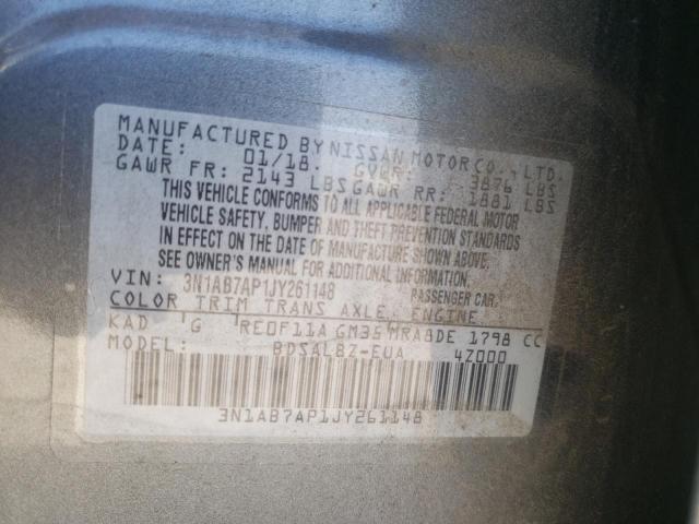 Photo 10 from auction – 2018 NISSAN SENTRA S with VIN 3N1AB7AP1JY261148