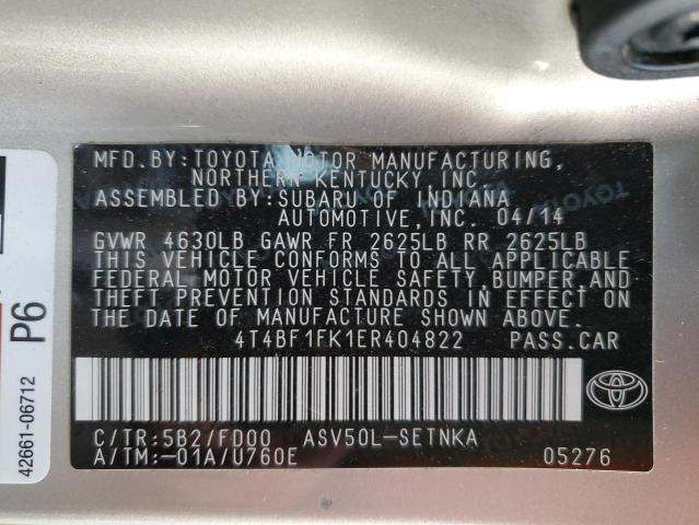Photo 10 from auction – 2014 TOYOTA CAMRY L with VIN 4T4BF1FK1ER404822
