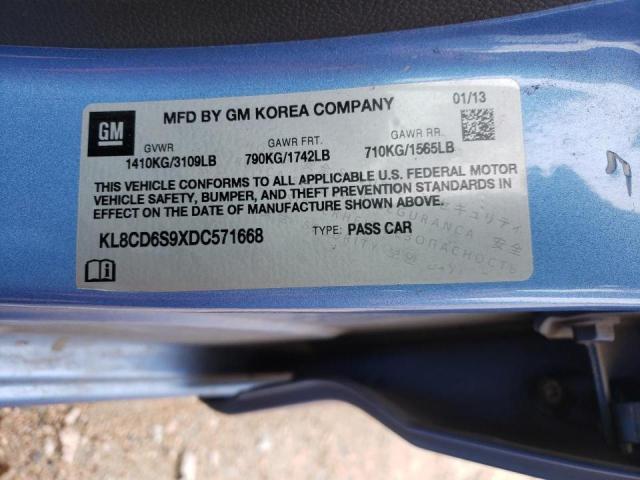 Photo 10 from auction – 2013 CHEVROLET SPARK 1LT with VIN KL8CD6S9XDC571668
