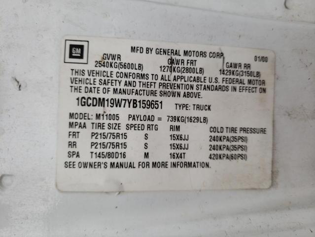 Photo 10 from auction – 2000 CHEVROLET ASTRO with VIN 1GCDM19W7YB159651