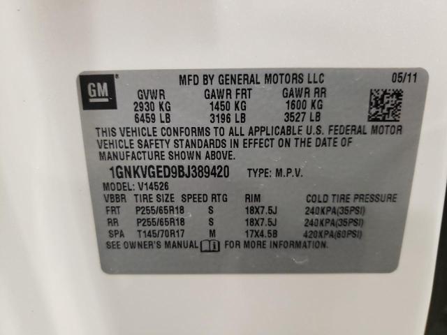 Photo 10 from auction – 2011 CHEVROLET TRAVERSE L with VIN 1GNKVGED9BJ389420