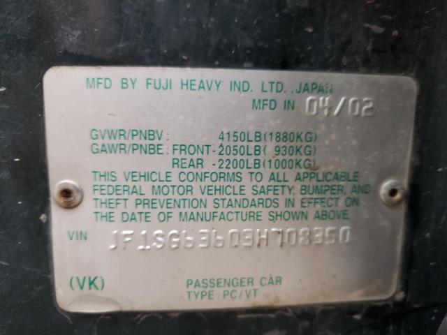 Photo 10 from auction – 2003 SUBARU FORESTER 2 with VIN JF1SG63603H708350