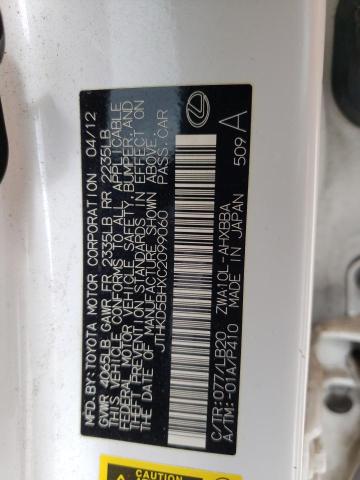 Photo 10 from auction – 2012 LEXUS CT 200 with VIN JTHKD5BHXC2099060
