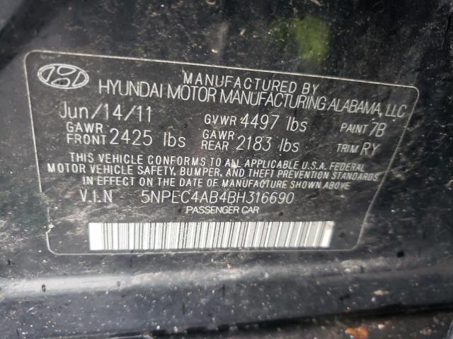Photo 10 from auction – 2011 HYUNDAI SONATA SE with VIN 5NPEC4AB4BH316690