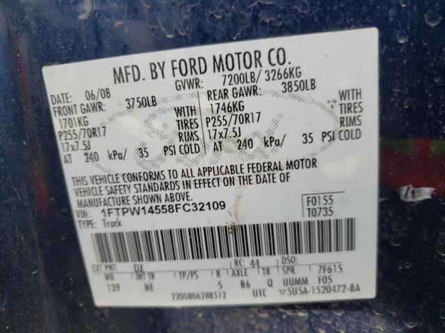 Photo 10 from auction – 2007 FORD F150 SUPER with VIN 1FTPW14V37FB87878