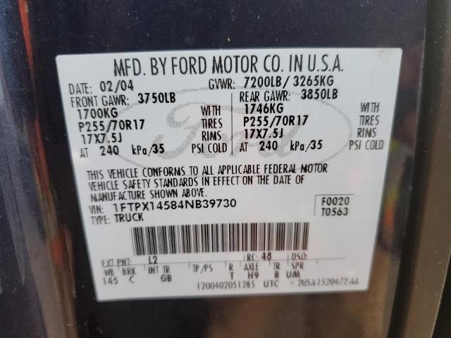 Photo 10 from auction – 2004 FORD F150 with VIN 1FTPX14584NB39730