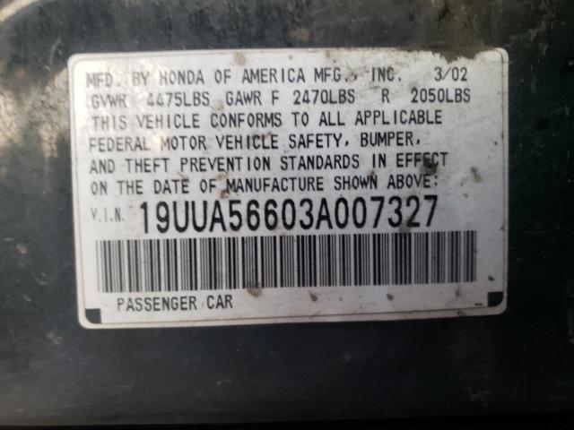 Photo 10 from auction – 2003 ACURA 3.2TL with VIN 19UUA56603A007327