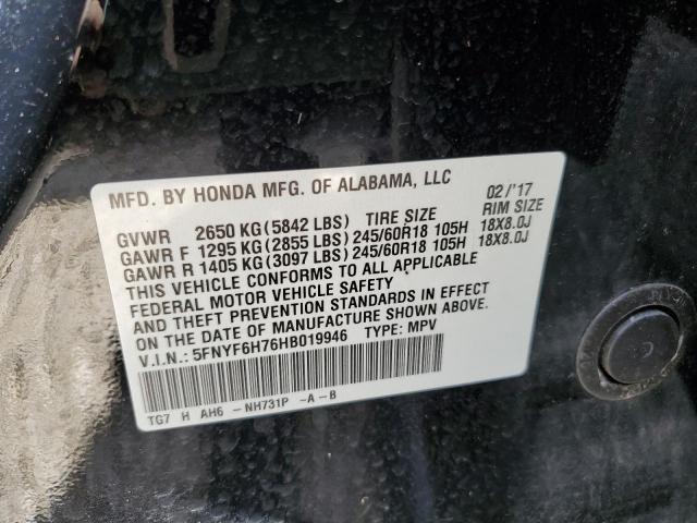 Photo 10 from auction – 2017 HONDA PILOT EXLN with VIN 5FNYF6H76HB019946