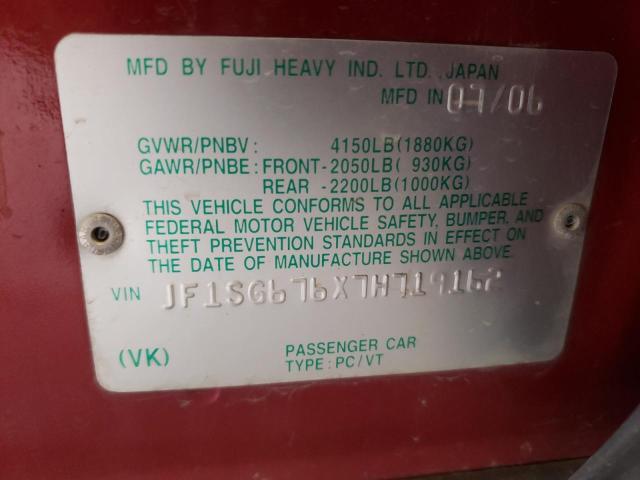 Photo 10 from auction – 2007 SUBARU FORESTER 2 with VIN JF1SG676X7H719162