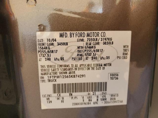 Photo 10 from auction – 2005 FORD F150 SUPER with VIN 1FTPW12565KB74291