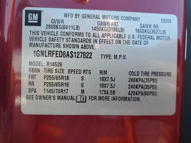 Photo 10 from auction – 2010 CHEVROLET TRAVERSE L with VIN 1GNLRFED8AS127822