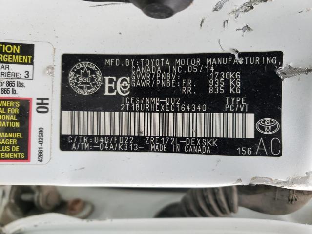 Photo 10 from auction – 2014 TOYOTA COROLLA L with VIN 2T1BURHEXEC164340