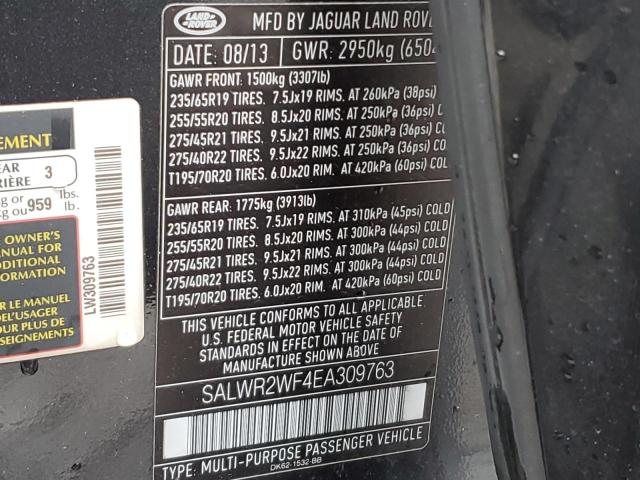 Photo 10 from auction – 2014 LAND ROVER RANGE ROVE with VIN SALWR2WF4EA309763