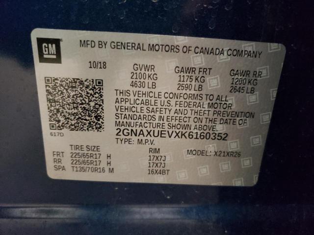 Photo 10 from auction – 2019 CHEVROLET EQUINOX LT with VIN 2GNAXUEVXK6160352