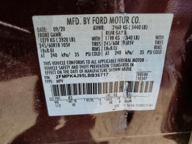 Photo 10 from auction – 2020 FORD EDGE SEL with VIN 2FMPK4J95LBB36717