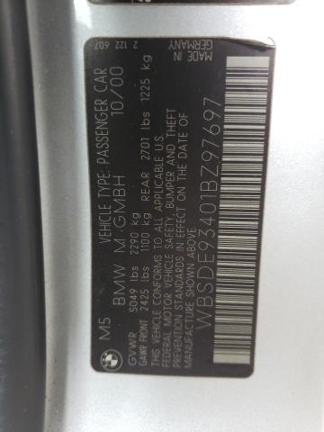 Photo 10 from auction – 2001 BMW M5 with VIN WBSDE93401BZ97697