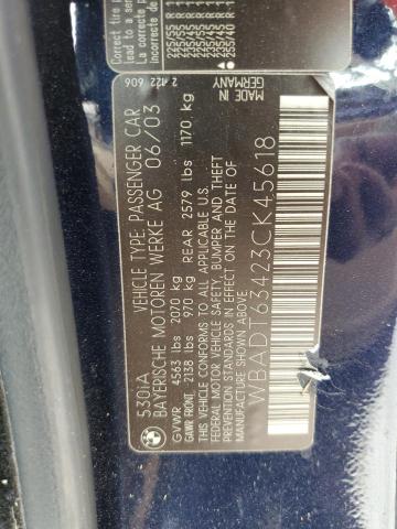 Photo 10 from auction – 2003 BMW 530 I AUTO with VIN WBADT63423CK45618