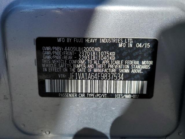 Photo 10 from auction – 2015 SUBARU WRX with VIN JF1VA1A64F9837534