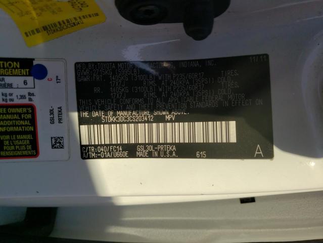 Photo 10 from auction – 2012 TOYOTA SIENNA LE with VIN 5TDKK3DC3CS203412