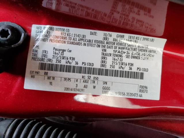 Photo 10 from auction – 2016 FORD FOCUS SE with VIN 1FADP3F29GL398556