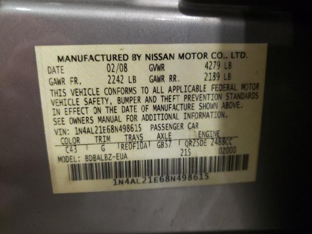 Photo 10 from auction – 2008 NISSAN ALTIMA 2.5 with VIN 1N4AL21E68N498615