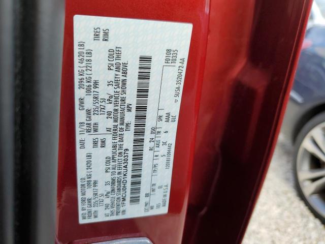 Photo 10 from auction – 2019 FORD ESCAPE SEL with VIN 1FMCU0HD1KUA30379