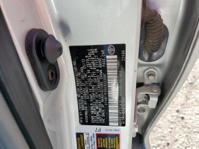 Photo 10 from auction – 2012 TOYOTA CAMRY BASE with VIN 4T4BF1FK0CR222087