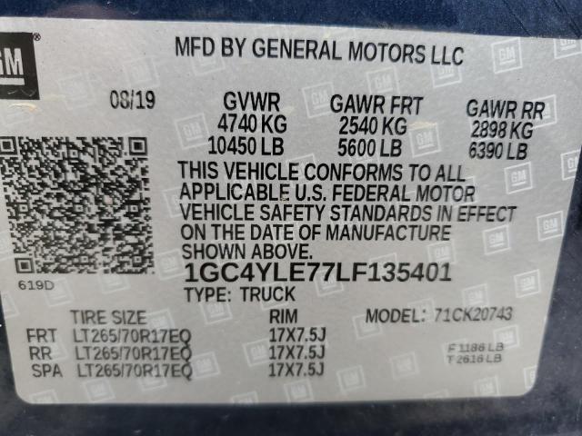 Photo 10 from auction – 2020 CHEVROLET SILVERADO with VIN 1GC4YLE77LF135401