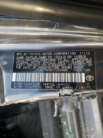 Photo 10 from auction – 2012 TOYOTA PRIUS C with VIN JTDKDTB36C1029488