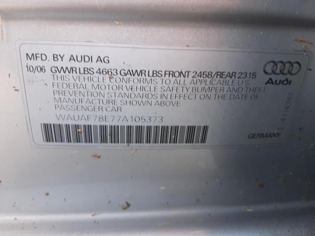 Photo 10 from auction – 2007 AUDI A4 2 with VIN WAUAF78E77A105373