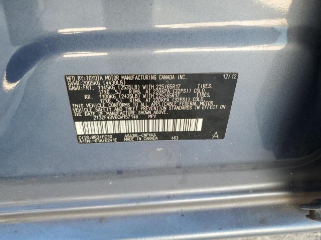 Foto 10 de la subasta – 2012 TOYOTA RAV4 con VIN 2T3ZF4DV6CW157146