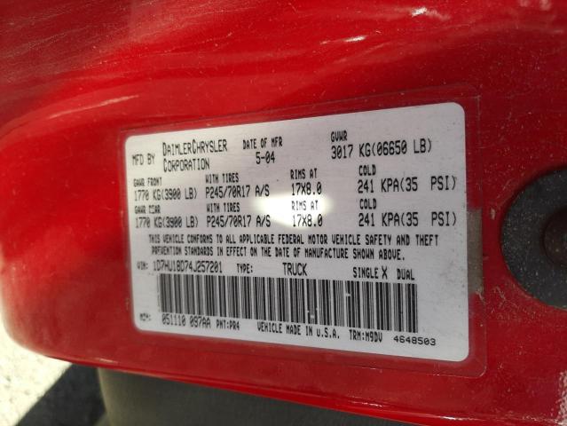 Photo 10 from auction – 2004 DODGE RAM 1500 S with VIN 1D7HU18D74J257201