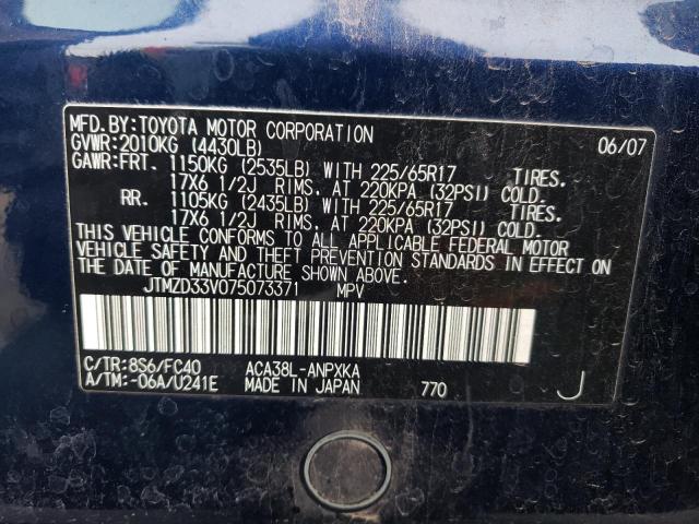 Zdjęcie 10 z aukcji – 2007 TOYOTA RAV4 z VIN JTMZD33V075073371