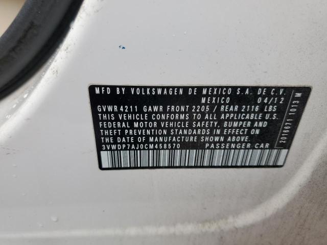 Photo 10 from auction – 2012 VOLKSWAGEN JETTA SE with VIN 3VWDP7AJ0CM458570