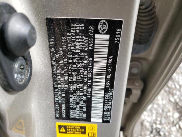 Photo 10 from auction – 2016 TOYOTA CAMRY LE with VIN 4T4BF1FK1GR574486