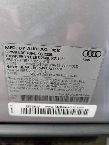 Photo 10 from auction – 2015 AUDI Q3 PREMIUM with VIN WA1EFCFS4FR013041