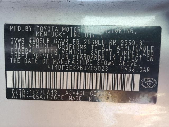 Photo 10 from auction – 2011 TOYOTA CAMRY BASE with VIN 4T1BF3EK2BU205023