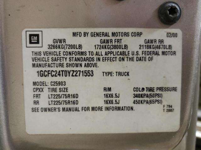 Photo 10 from auction – 2000 CHEVROLET SILVERADO with VIN 1GCFC24T0YZ271553