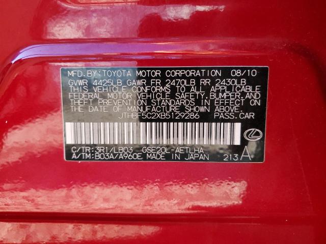 Photo 10 from auction – 2011 LEXUS IS 250 with VIN JTHBF5C2XB5129286