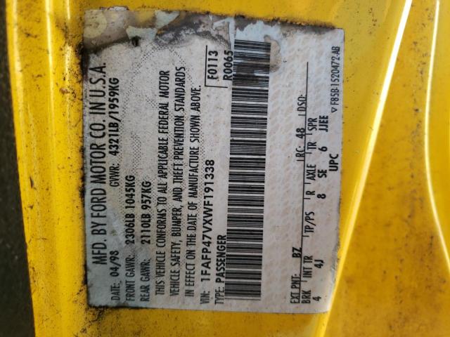 Photo 10 from auction – 1998 FORD MUSTANG CO with VIN 1FAFP47VXWF191338