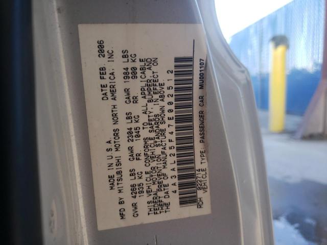 Photo 10 from auction – 2007 MITSUBISHI ECLIPSE SP with VIN 4A3AL25F47E002512