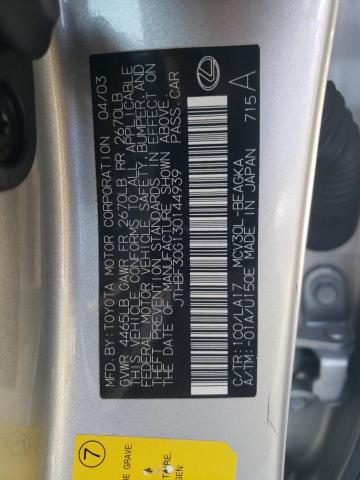 Photo 10 from auction – 2003 LEXUS ES 300 with VIN JTHBF30G130144939