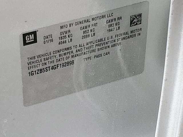 Photo 10 from auction – 2016 CHEVROLET MALIBU LS with VIN 1G1ZB5ST4GF192898