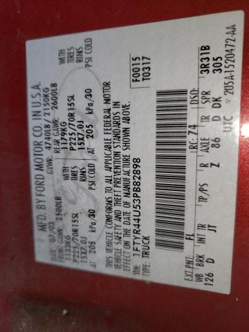 Photo 10 from auction – 2003 FORD RANGER SUP with VIN 1FTYR44U53PB82898