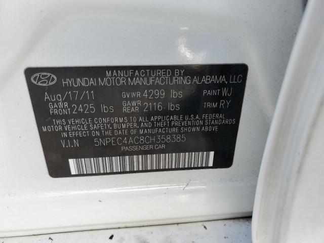 Photo 10 from auction – 2012 HYUNDAI SONATA SE with VIN 5NPEC4AC8CH358385
