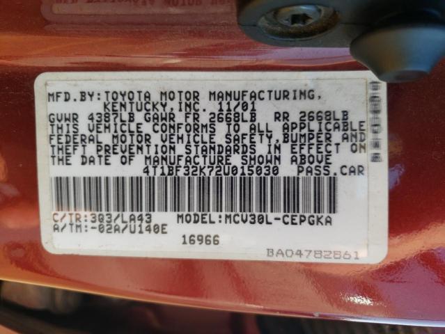 Photo 10 from auction – 2002 TOYOTA CAMRY LE with VIN 4T1BF32K72U015030
